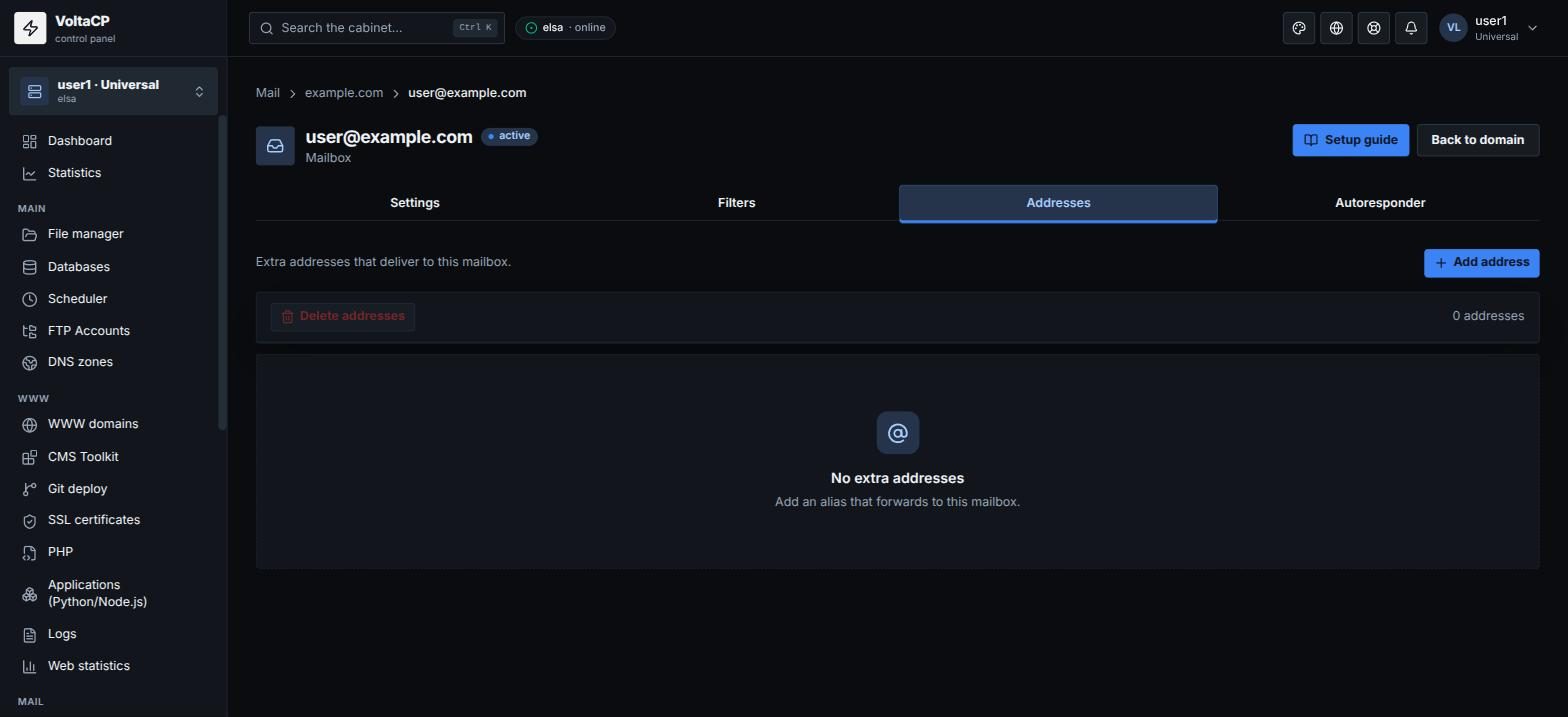 Mail forwarding, aliases, filters and autoresponder